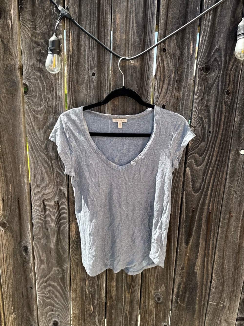Bordeaux Women’s Metallic Linen V Neck Short Sleeve top